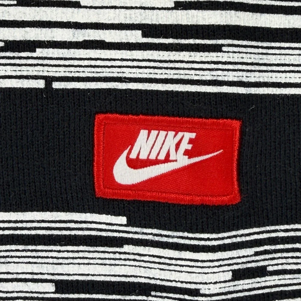 Nike Mens Glitch Stripe Crewneck Sweatshirt Black‎ White Red 614417-010 Size M